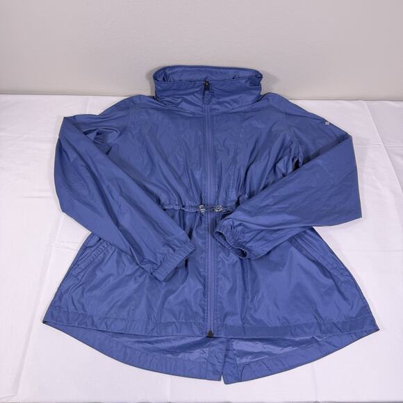 Columbia Jackets & Blazers - Columbia Women’s Blue Sustina Windbreaker, Cinched Waist, Stowaway Hoodie M